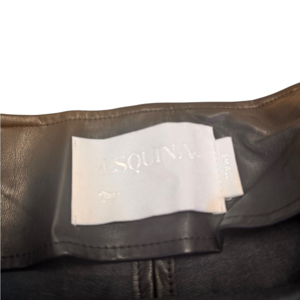 La Esquina Genuine Leather High Waist Flare Pants Black Womens Small in EUC/NWOT - Picture 4 of 16